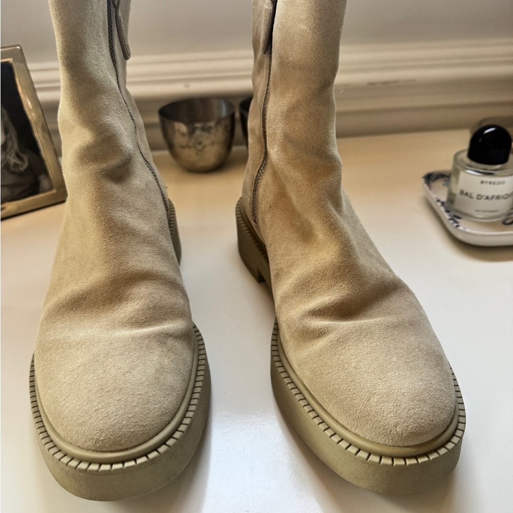 Vince Tan Suede Cady Boots Zip Up 8 - Picture 5 of 5
